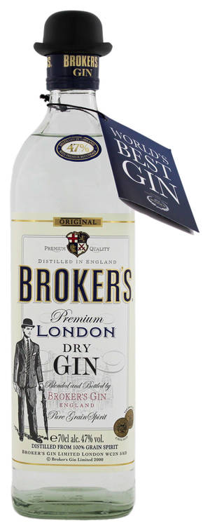Isang bote ng Brokers Gin na may natatanging bowler hat — Galaxy Z Fold 6 Wallpaper