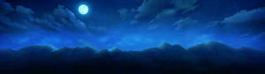 Animated na buwan na may madilim na asul na langit na wallpaper.