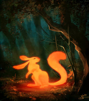 Makintab na kulay kahel na squirrel sa isang gubat, animated HD wallpaper — Vivo X Fold Wallpaper