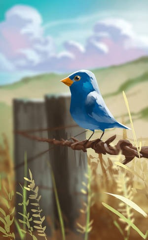 Asul na Ibon sa Digital Art na wallpaper — Galaxy Tab Wallpaper