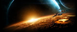 Spaceships Sa Outer Space wallpaper.