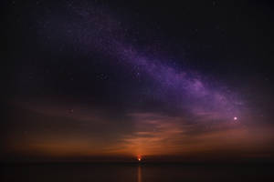 Starry sky horizon sunrise wallpaper