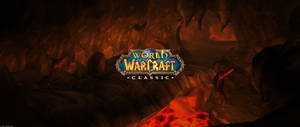 Ultrawide World of Warcraft na titulo sa gitna ng isang maapoy na mabato na piitan
