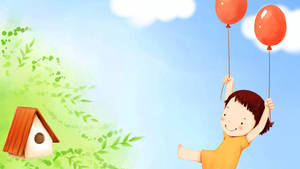 Preview wallpaper baby, birdhouse, balls, drawing