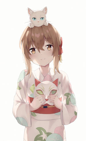 A Whisker Away Miyo In Kimono wallpaper — Galaxy Tab S10+ Wallpaper
