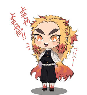 Rengoku ang flame hashira sa chibi form wallpaper. — Nubia Fold Wallpaper