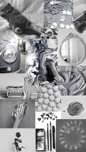 Aesthetic Gray na May Light Blue Collage — Aesthetic Gray Wallpaper