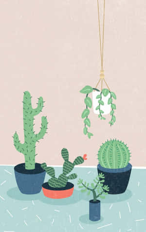 Aesthetic Cactus — Neon Green Aesthetic Wallpaper