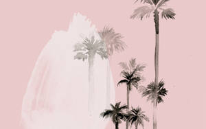 Pininturahang California Palm Aesthetic Mac — Aesthetic Wallpaper