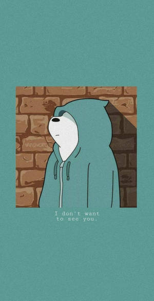 Aesthetic na Cartoon na Ice Bear na may Hoodie — Cute bear Wallpaper