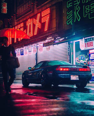 Aesthetic ng JDM Cars na May Pulang Ilaw