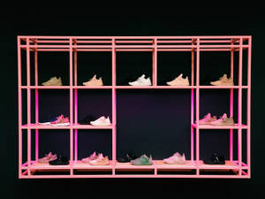 Aesthetic Pink Shoe Rack Wallpaper — 4:3 Wallpaper