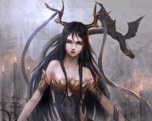Malungkot na Demonang Babae — Astig na tagaslipaw ng demonyo Wallpaper