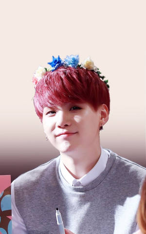 Ang Cute na si BTS Suga na may Flower Crown