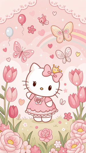 Sanrio, Mapangarapin, Kaakit-akit, Rosas, Kawaii, Cute, Bahaghari, Mga Lobo, Hello Kitty