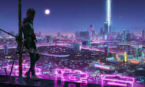 Neon City background — Neon na lungsod Wallpaper