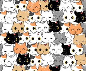 Nakakatuwang Pattern ng Pusa — Cartoon cat GIF Wallpaper