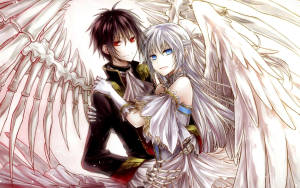 Wallpaper ng Angel Anime Yakap