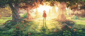 Anime na Babayi Sa Isang Gubat wallpaper.