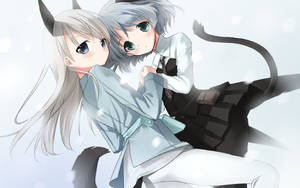 Anime Lesbian na magkasintahang pusa na wallpaper — Anime Lesbian Wallpaper