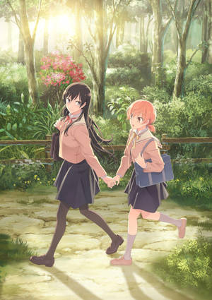 Anime lesbians sa kagubatan wallpaper — Anime Lesbian Wallpaper