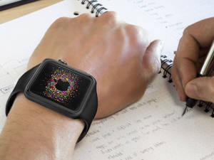 Apple Watch With Black Silicone Band wallpaper