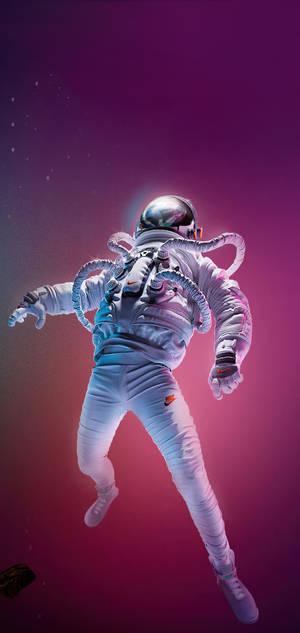 Astronaut Sci Fi Drifting In Neon Space wallpaper — iPhone 16 Pro Wallpaper