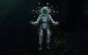 Wallpaper ng astronauta at paruparo sa estetika ng kalawakan — Space aesthetic Wallpaper