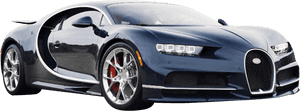 Asul na Bugatti Chiron Side View