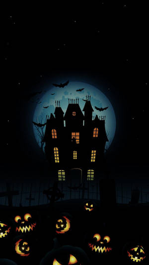 Wallpaper ng Asul na Buwan ng Halloween para sa iPhone — Halloween iPhone Wallpaper