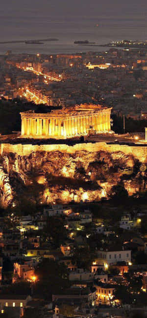 Athenian Acropolis Saronic Gulf View — iPhone 14 Pro Wallpaper