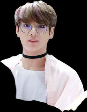 B T S miyembro na may salamin at choker