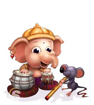 Baby Ganesh Rat Drum Art — Vivo X Fold Wallpaper