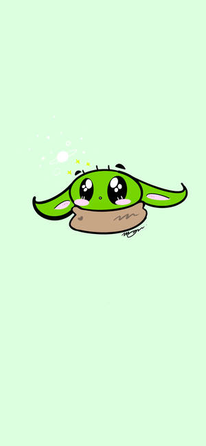 Baby Yoda Sa Pastel na Berdeng Background