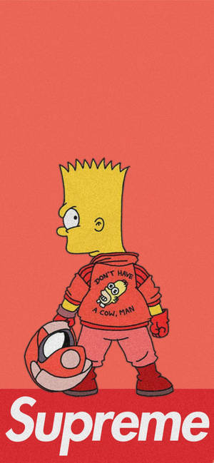 Bart Simpson Orange Supreme — iPhone 13 Pro Wallpaper