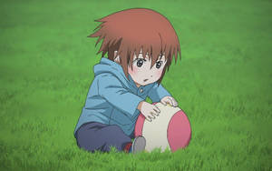 Wallpaper ng batang anime na may bola — Anime Kids Wallpaper