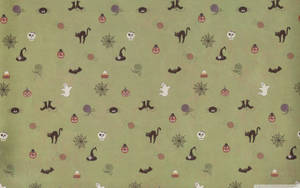 Berde na Cute Aesthetic na Pattern para sa Halloween — Cute aesthetic halloween Wallpaper