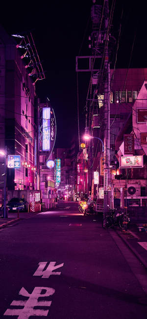 Black And Purple Aesthetic Tokyo Street — Pixel 9 Pro Wallpaper