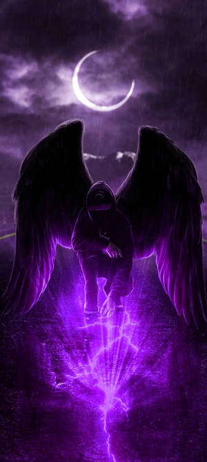 Black And Purple Aesthetic Angel — Pixel 9a Wallpaper
