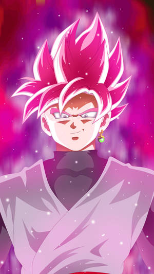 Black Goku na May Kumikinang na Kulay Rosas na Buhok