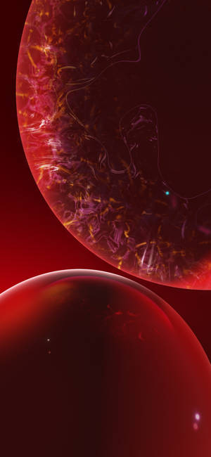 iPhone XR wallpaper ng dalawang dark red abstract bubbles