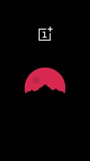 AMOLED wallpaper ng pink moon at OnePlus logo sa itim na background.