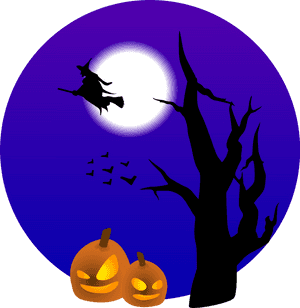 Bruha ng Halloween na Lumilipad sa Kabilugan ng Buwan