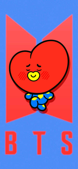BT21 Tata On BTS Logo wallpaper — iPhone 14 Plus Wallpaper