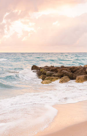 Bubbly Ocean Waves On Beach Sunrise