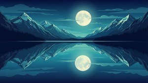 Wallpaper na vector art ng buong buwan na sumasalamin sa lawa, istilong SVG. — Moon Wallpaper