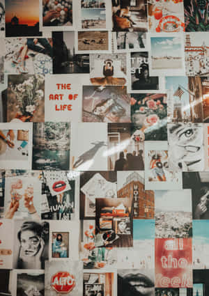 Caption: Makulay at Aesthetic na Collage na Nagpapakita ng Sining na Pinaghalong ng Retro at Modernong Impluwensiya — Aesthetic collage Wallpaper