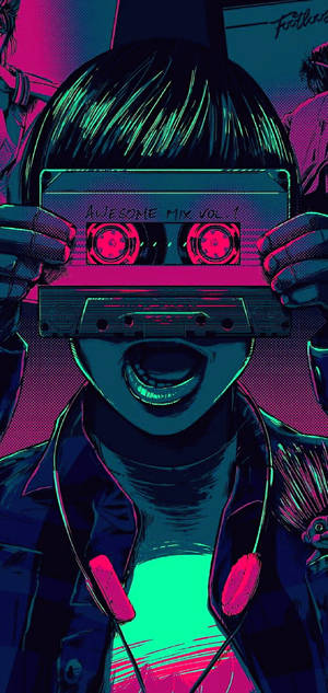 Vaporwave neon digital art wallpaper — iPhone 13 Pro Max Wallpaper