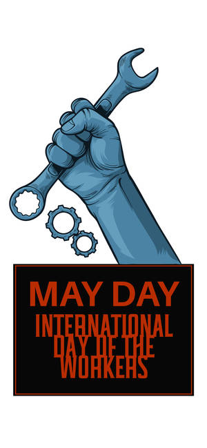 May Day blue fist emblem wallpaper — iPhone 17 Pro Max Wallpaper