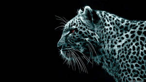 Side view wallpaper of light blue cheetah on black backdrop
